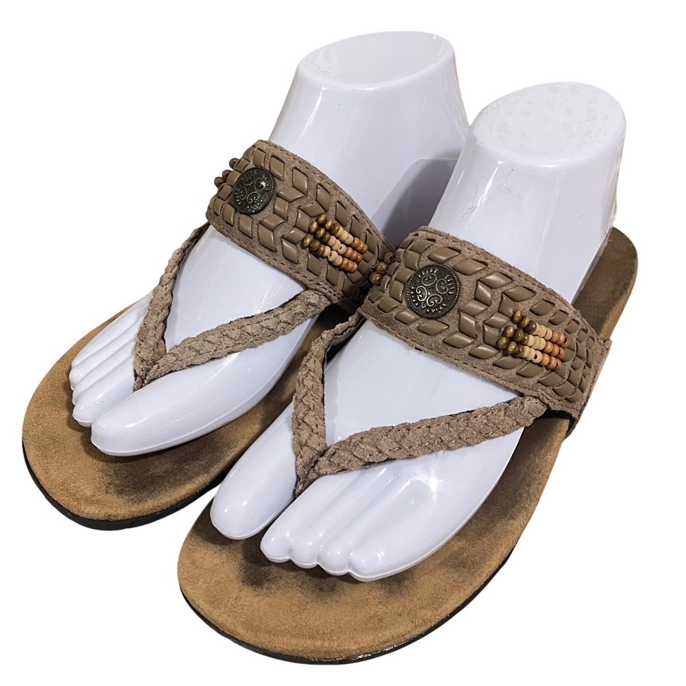 Minnetonka Women's Leather Thong Sandals Size 7 Boho Southwestern Hippie